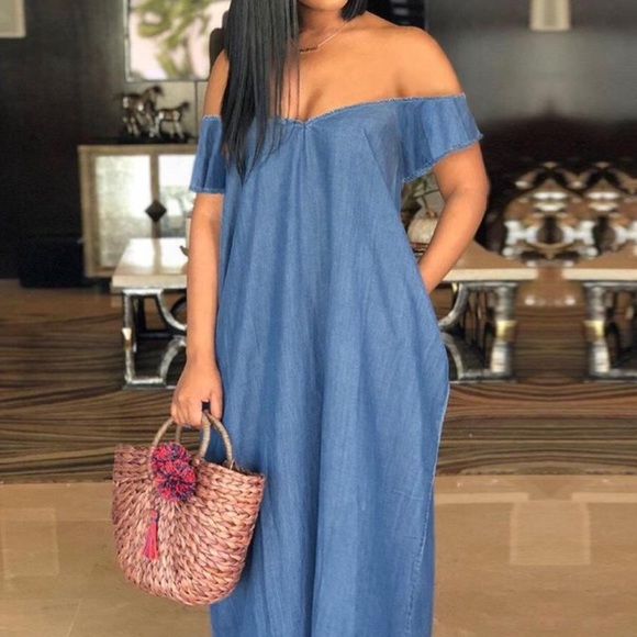 Dresses & Skirts - Oversized off the shoulder loose maxi dress